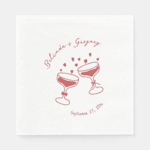 Servilleta De Papel Cheers Cóctel Brillante Personalizado Bodas Doodle