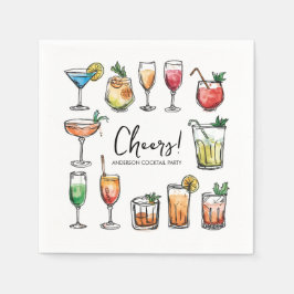 Servilleta De Papel Cheers Doodle Drawing Holiday Cocktail Party