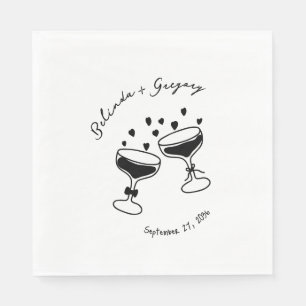 Servilleta De Papel Cheers Doodles Cóctel Brillante Personalizado Boda