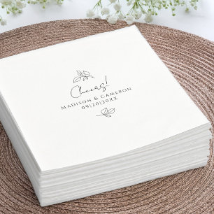 Servilleta De Papel Cheers Elegante Boda en Blanco y Negro Botánico