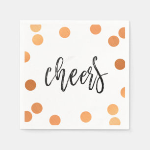 Servilleta De Papel CHEERS HAND LETTELESCRIPT negro cobre confetti