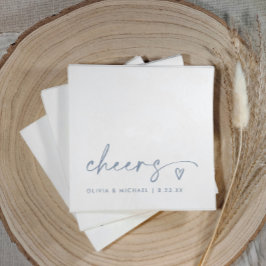 Servilleta De Papel Cheers Handwriting & Heart Dusty Blue Wedding
