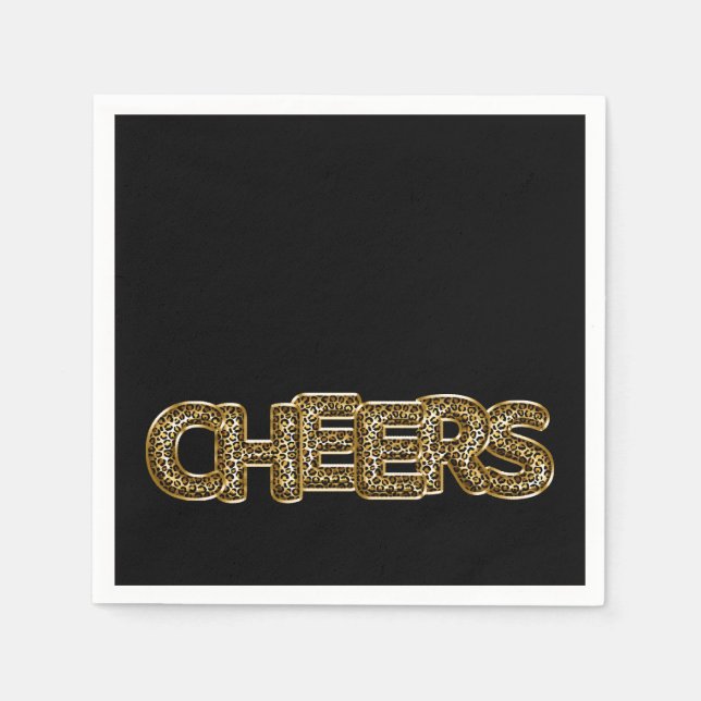 Servilleta De Papel CHEERS Leopard Print Balloon Celebration Moda Dive (Anverso)