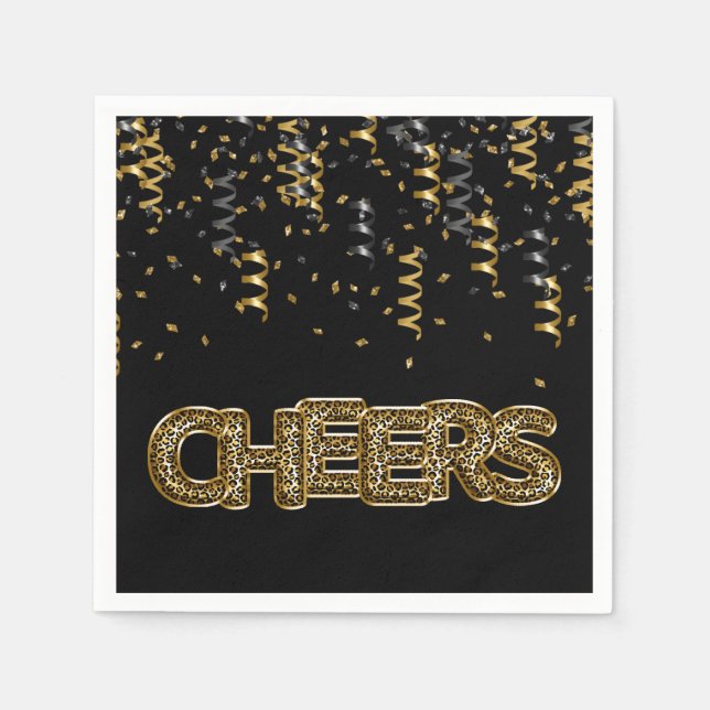 Servilleta De Papel CHEERS Leopard Print Balloon Celebration Moda Dive (Anverso)
