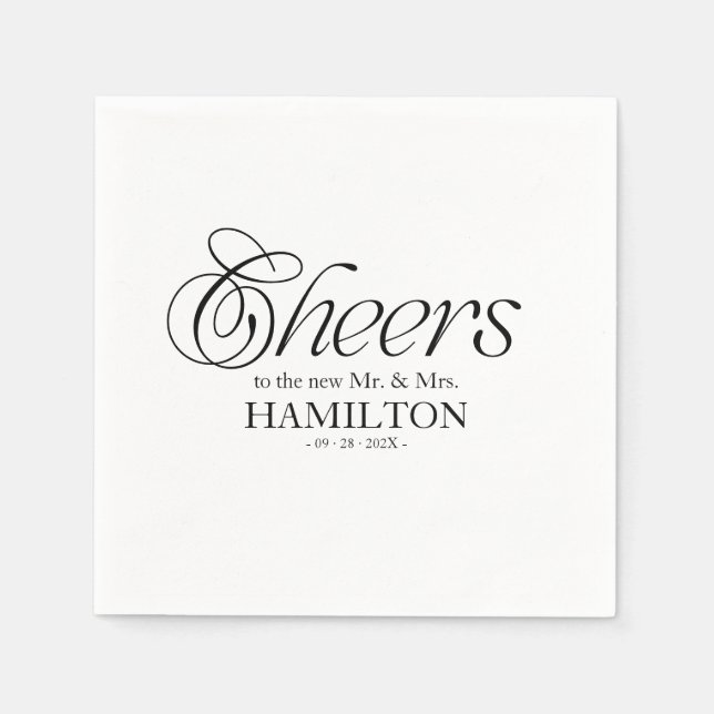 Servilleta De Papel Cheers Modern Minimalist Wedding (Anverso)