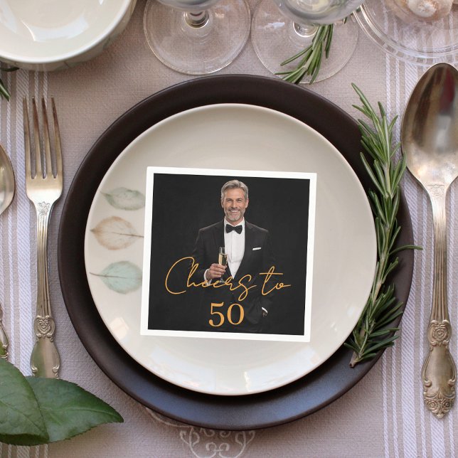 Servilleta De Papel Cheers photo gold birthday party (Subido por el creador)