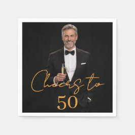 Servilleta De Papel Cheers photo gold birthday party