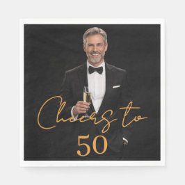 Servilleta De Papel Cheers photo gold birthday party luncheon