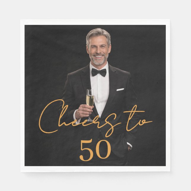 Servilleta De Papel Cheers photo gold birthday party luncheon (Anverso)