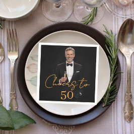 Servilleta De Papel Cheers photo gold birthday party luncheon