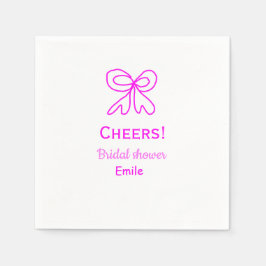 Servilleta De Papel Cheers purple pink bow bridal shower add name 