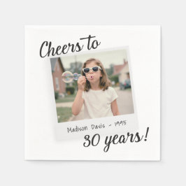 Servilleta De Papel Cheers to Thirty Years 30 Retro Photo Birthday 