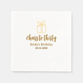 Servilleta De Papel Cheers to thirty yellow brown birthday pastel gift