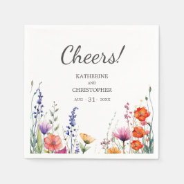 Servilleta De Papel Cheers Vibrant Wildflowers Elegant Wedding