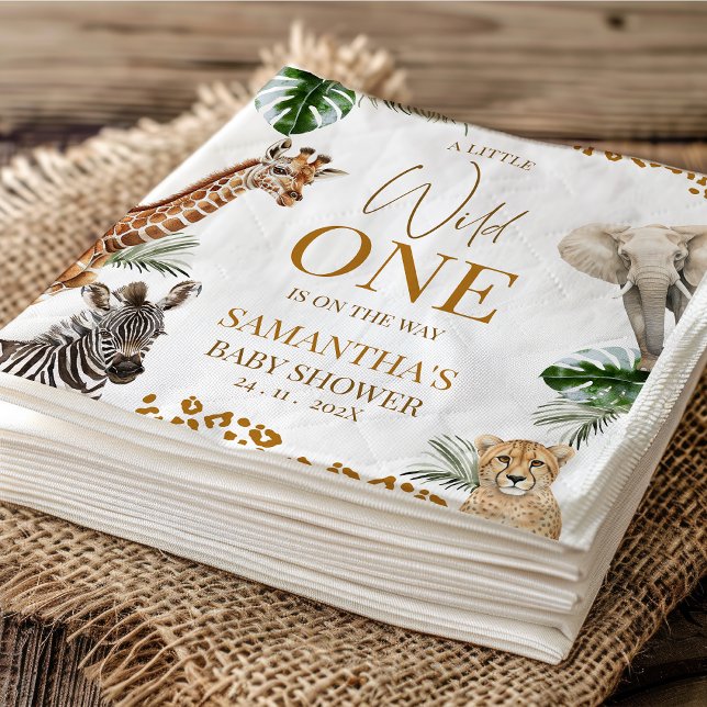 Servilleta De Papel Cheetah Safari Wild One Baby Shower Paper (Little Wild One Safari Baby Shower Paper Napkin, Safari Baby Shower Napkin, A Little Wild One Napkin)