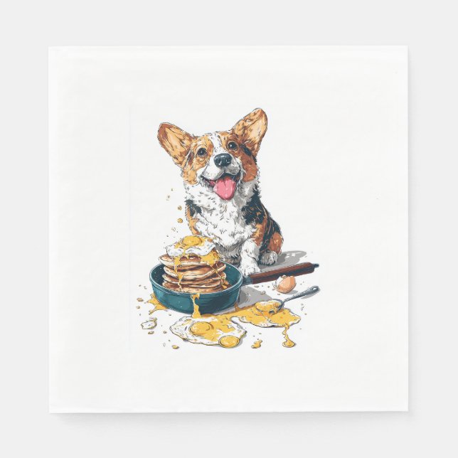 Servilleta De Papel Chef Corgi - Perro de cocina divertida (Anverso)