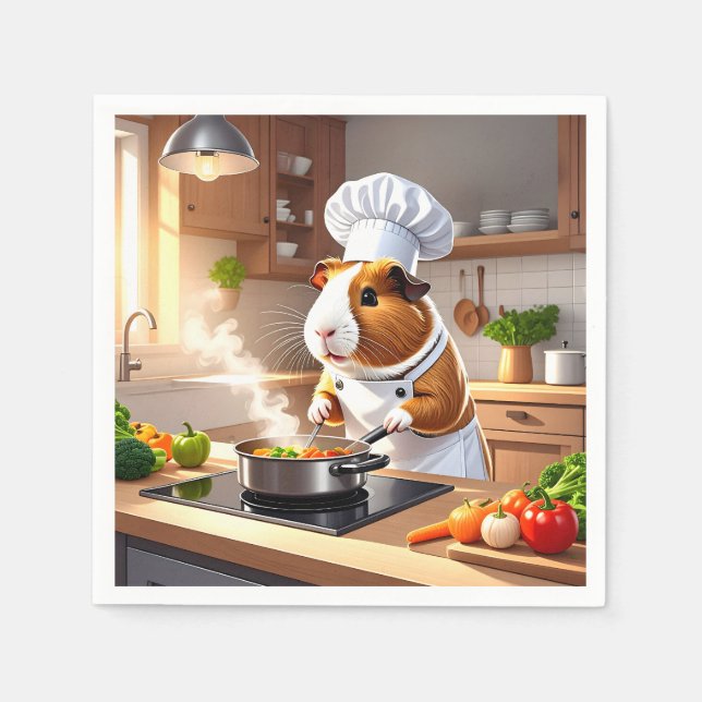 Servilleta De Papel Chef de cerdo de Guinea (Anverso)