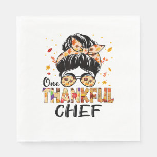Servilleta De Papel Chef One Thanky Messy Bun Women Acción de Gracias