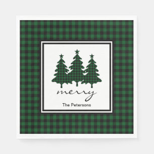 Servilleta De Papel Cheque de búfalo verde Pine Trees personalizado