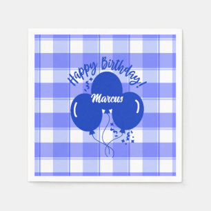 Servilleta De Papel Chequeado de globos azules personalizados de cumpl