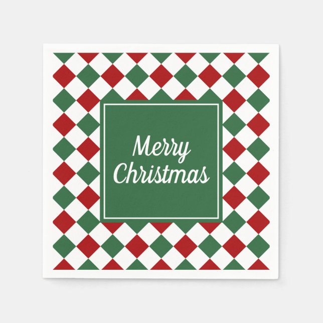 Servilleta De Papel Cheques verdes festivos navidad feliz (Anverso)