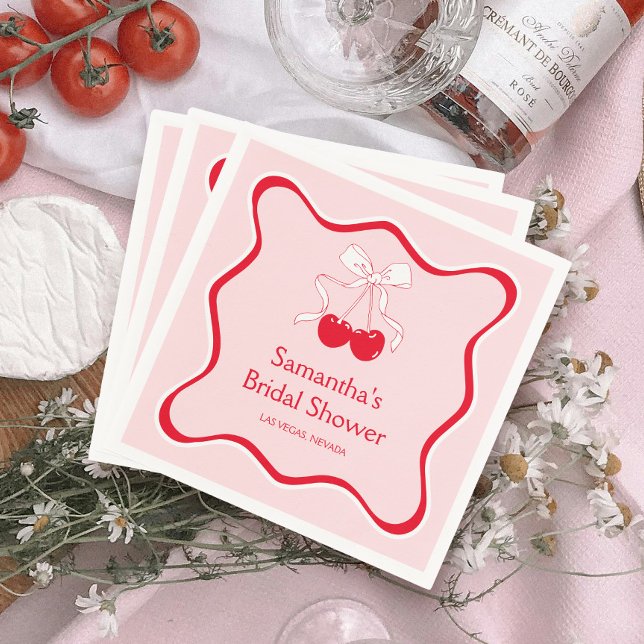 Servilleta De Papel Cherrry On Top Bow Bridal Shower (Subido por el creador)