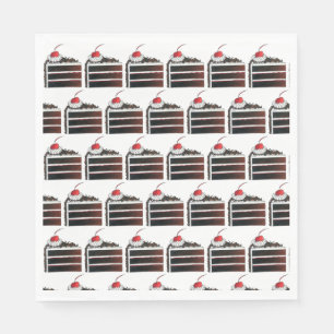 Servilleta De Papel Cherry Black Forest Cake Slice Fiesta de cumpleaño