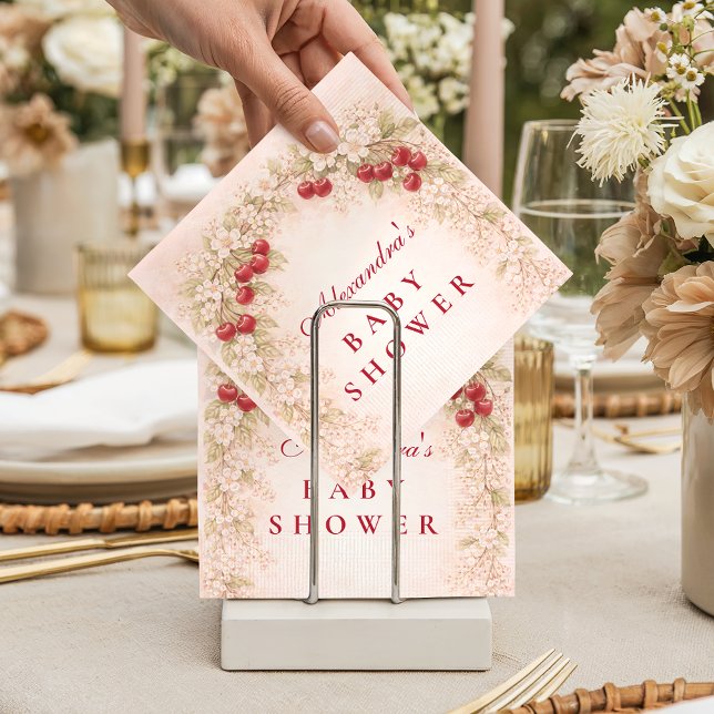 Servilleta De Papel Cherry Bloom Floral Baby Shower (Subido por el creador)