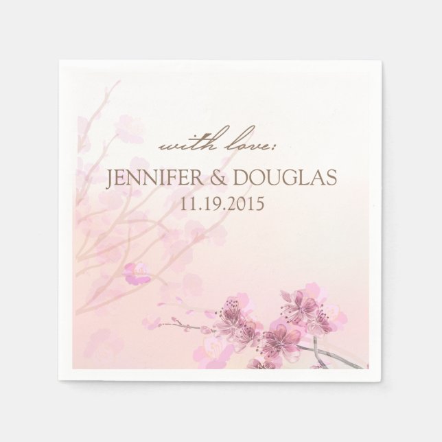 Servilleta De Papel Cherry Blossom/Sakura Boda Cocktail Napkin (Anverso)