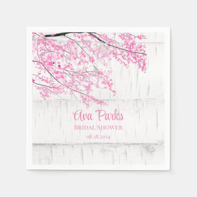Servilleta De Papel Cherry Blossom Tree Bark Bridal Shower (Anverso)