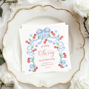 Servilleta De Papel Cherry Boy Blue Bow coqueta Bebé ducha
