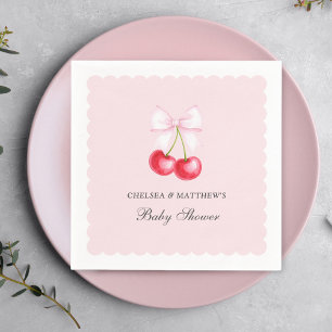 Servilleta De Papel Cherry caprichoso en Baby Shower Chica superior