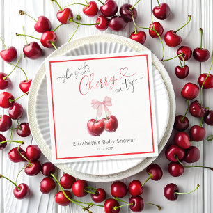 Servilleta De Papel Cherry de moda en Baby Shower Top Coquette