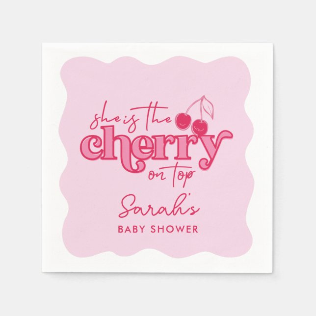 Servilleta De Papel Cherry en las mejores servilletas Baby Shower (Anverso)