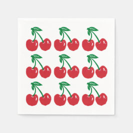 Servilleta De Papel Cherry Linocut Block Print Design Cocktail Napkins