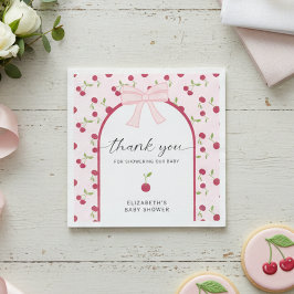 Servilleta De Papel Cherry On Top Baby Shower Coquette Pink Cute