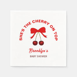Servilleta De Papel Cherry On Top Baby Shower Red Coquette Bow Chica