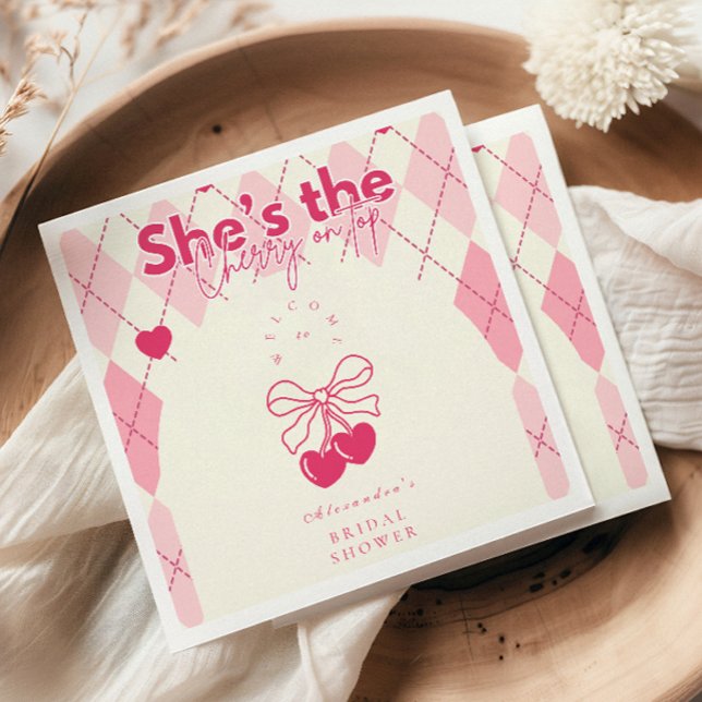 Servilleta De Papel Cherry On Top Bridal Shower (Subido por el creador)