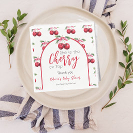 Servilleta De Papel Cherry on Top Coquette Pink Bow Baby Shower