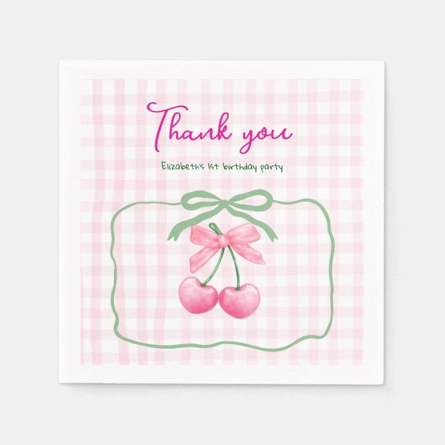 Servilleta De Papel Cherry On Top First Birday (Anverso)