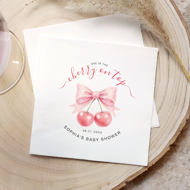Servilleta De Papel Cherry On Top Sweet Coquette Girl Baby Shower (Subido por el creador)
