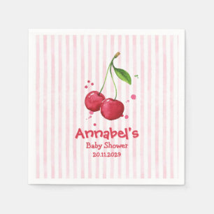 Servilleta De Papel Cherry Pink de Acuarela para Baby Shower