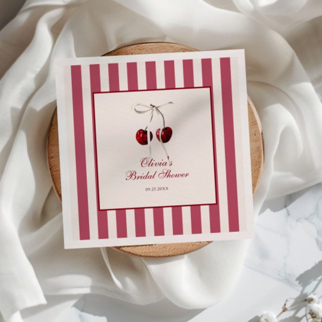 Servilleta De Papel Cherry Strin Bridal Shower (Subido por el creador)