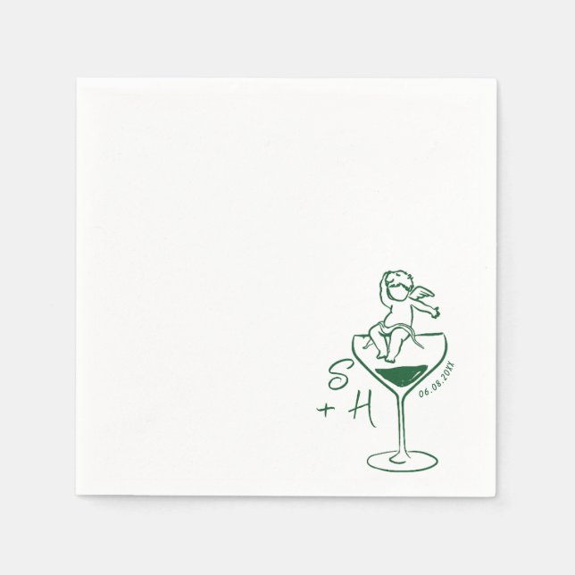 Servilleta De Papel Cherub Hand Drake Cupid Icon Cocktail Boda (Anverso)