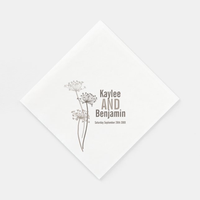 Servilleta De Papel chervil boda / uva perejil de papel pardo (Esquina)