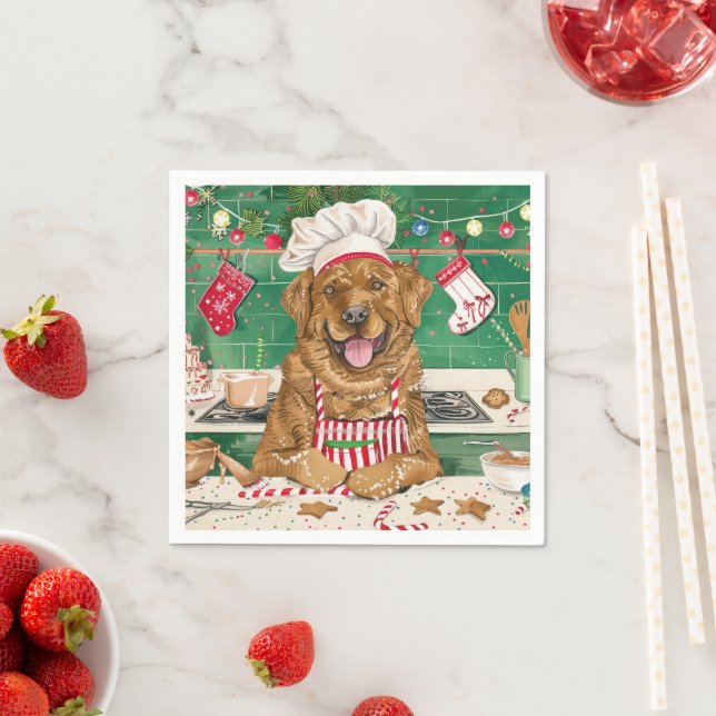 Servilleta De Papel Chesapeake Bay Retriever Horneando: Navidad Festiv (In situ)