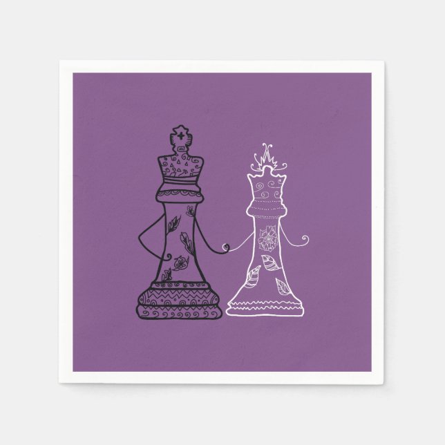 Servilleta De Papel Chess King Queen Figures Napkins (Anverso)