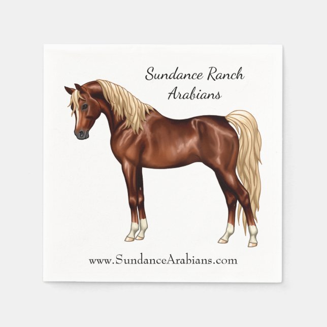Servilleta De Papel Chestnut Egipcio Arabian Horse Flaxen Mane & Tail (Anverso)