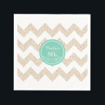 Servilleta De Papel Chevron 80th Birthday Party P Napkin Elegir color<br><div class="desc">Las servilletas de papel de la fiesta de cumpleaños número 80 del personalizable. Puede cambiar fácilmente el color de fondo (círculo) y el color del texto (nombre),  el tipo de letra,  el tamaño y la posición haciendo clic en el botón personalizar.</div>