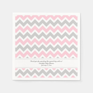 Servilleta De Papel Chevron gris rosado Baby Shower AÑADE SU